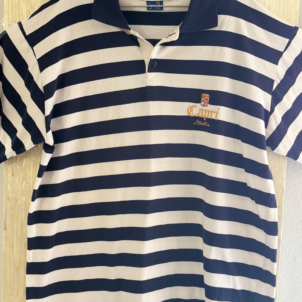 Italia Mania Polo Shirt with Blue and White stripes